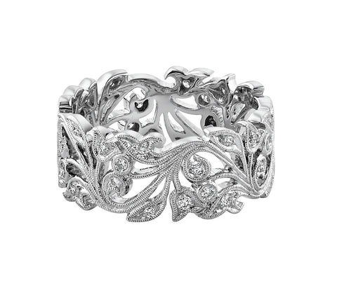 Wide Floral Diamond Band