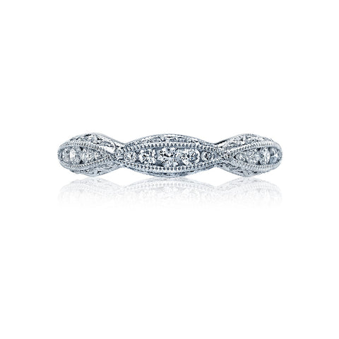 Classic Crescent Pave Diamond Wedding Band