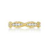 18ct Yellow Gold Wedding Band, Tacori 2578, Pave Diamond Crescents