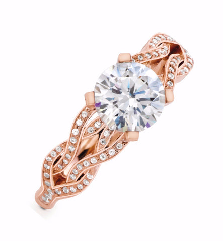 MaeVona Noss Rose Gold Engagement Ring. Diamond Engagement Ring.