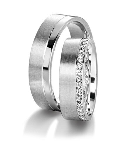 Platinum and diamond Furrer Jacoti wedding band. Magiques Collection.