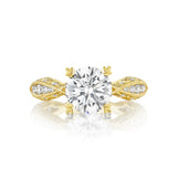 Tacori Pave Solitaire Diamond Yellow Gold Engagement Ring