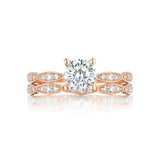 Tacori Pave SolitaireRose Gold  Engagement Ring with Wedding Band (46-2RD)